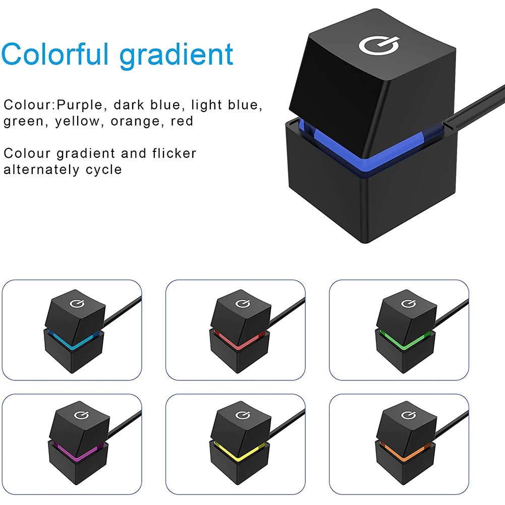 Luces LED coloridas portátiles de 2m, interruptor de escritorio para ordenador, placa base, inicio externo, botón de encendido/apagado, Cable de extensión - imagen 3