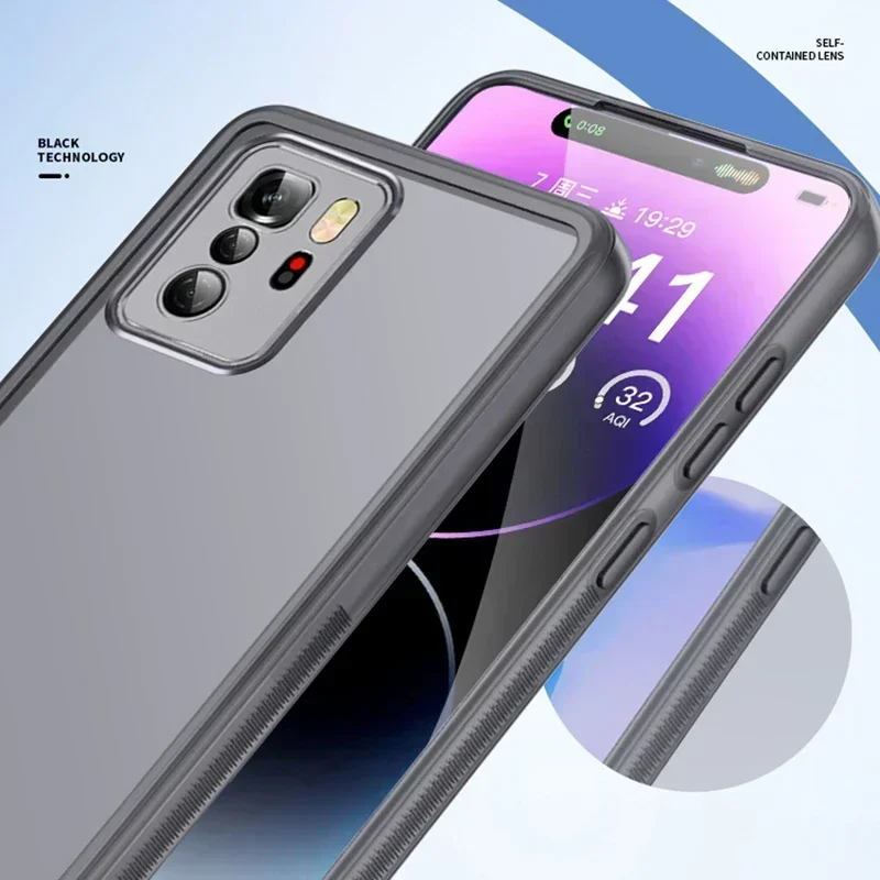 Funda de teléfono translúcida de silicona suave para Xiaomi Poco X3 GT X3GT 5G, película de lente de vidrio acrílico, Marco esmerilado, Funda trasera de lujo - imagen 5