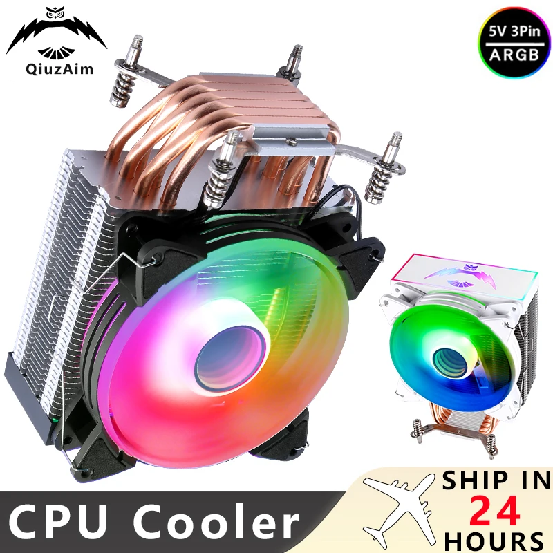 Disipador de calor para juegos QiuzAim Compatible xeon x79 x99 ventilador ARGB de 120mm 4/6 tubos de calor PC CPU Cooler instalación LGA2011 2066 115x1200 1700 i7 - imagen 2
