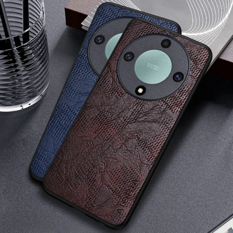 Funda para Honor Magic 5 Pro Lite 10 20 50 70 90 X6 X8 X9A Pro Business wind cortex cubierta trasera de cuero para honor 90 x9a