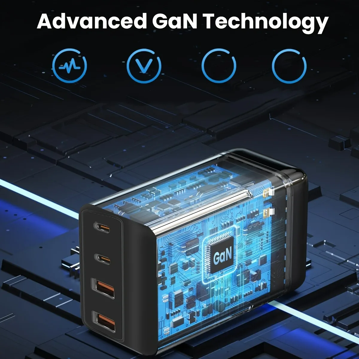 Estación de carga rápida de 140W para teléfonos móviles Enchufe estándar UE/EE. UU. Cargador de pared USB C Fuente de alimentación 2C2A, para iPhone, iPad, etc. - imagen 2