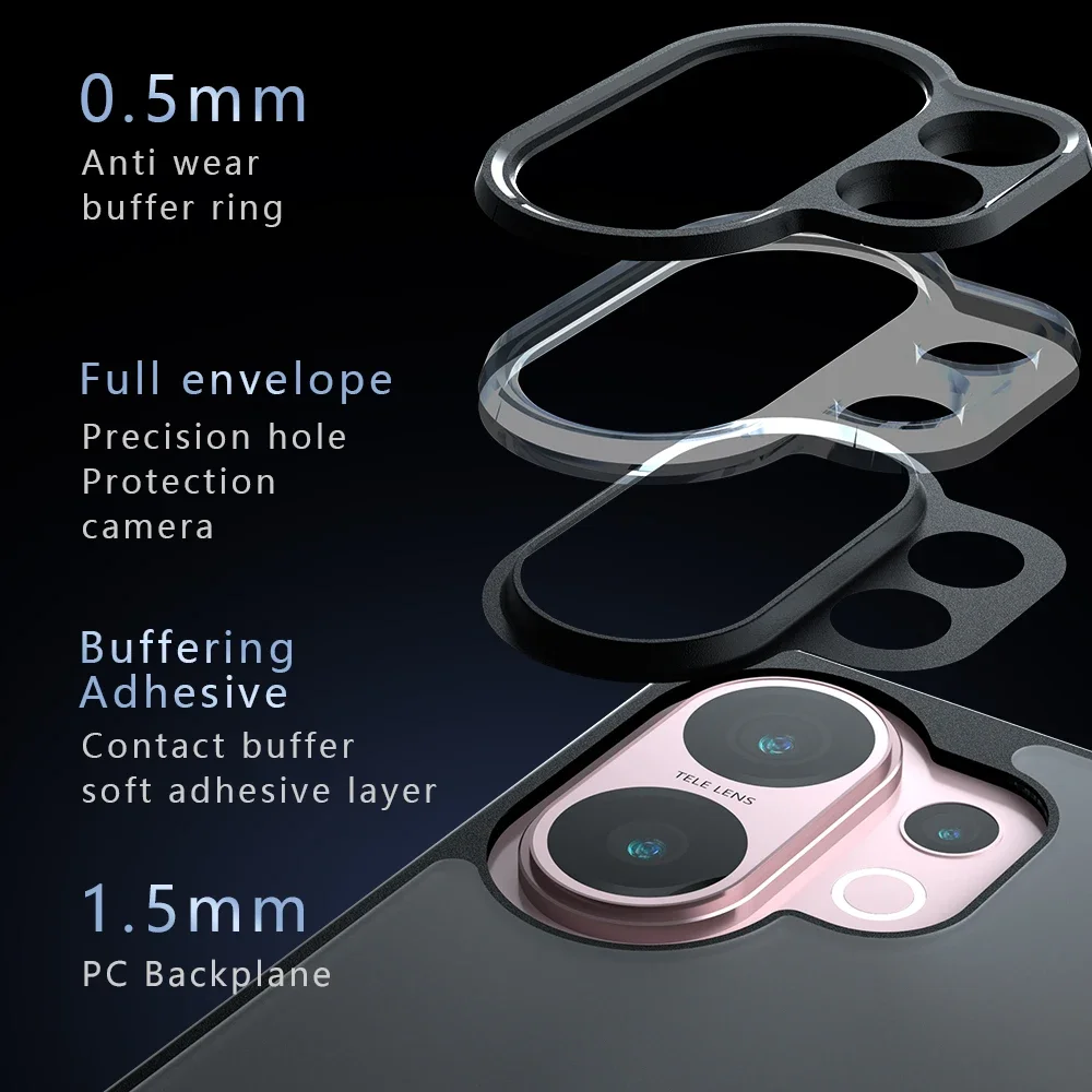 Funda acrílica mate para PC + TPU para VIVO X200 FE X200FE, funda protectora de lujo a prueba de golpes, cubierta dura transparente para VIVO S30 Pro Mini - imagen 5