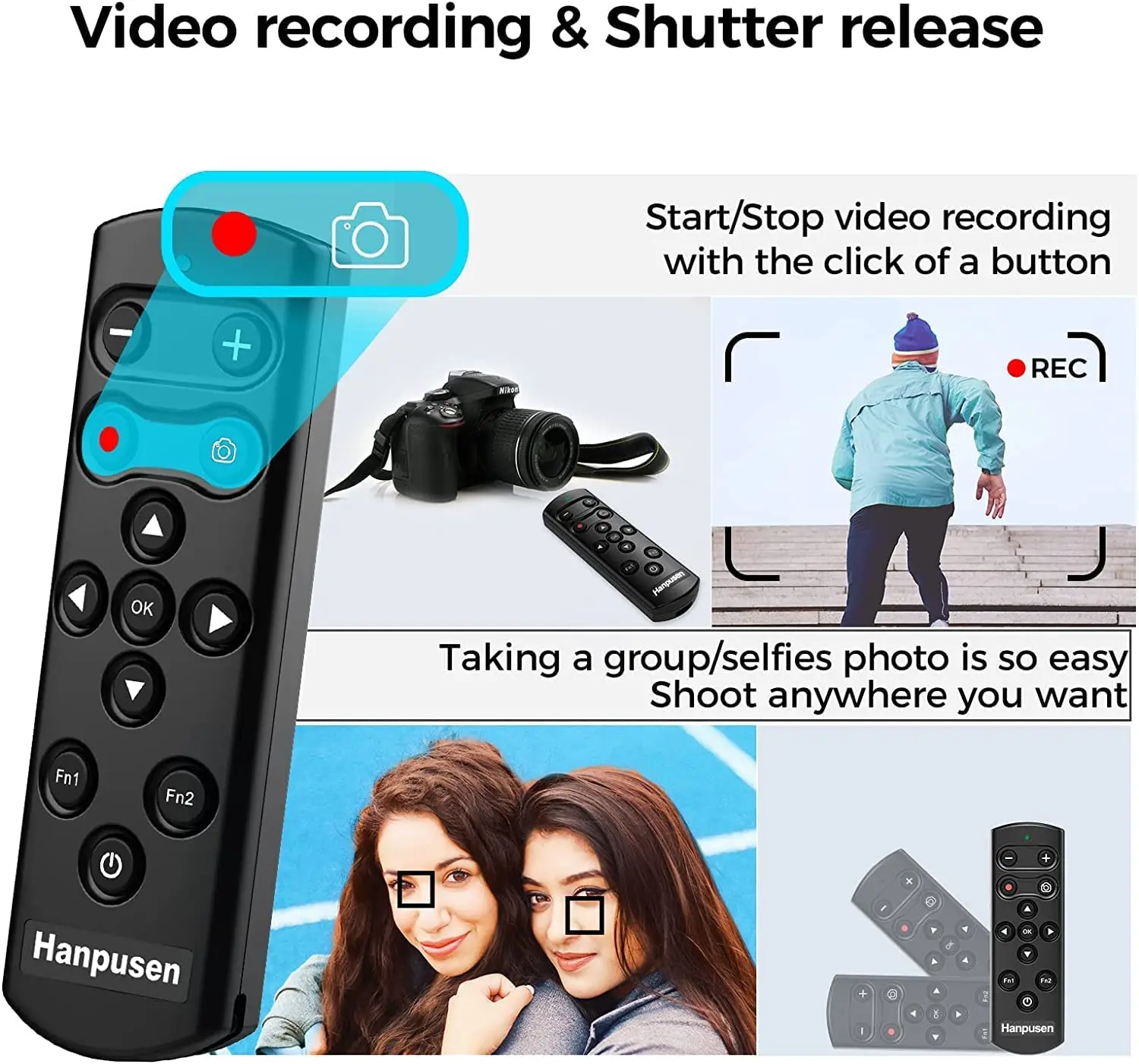 Hanpusen ML-L7B Disparador de control remoto inalámbrico para Nikon Z5 Z30 Z6II Z7II Zfc Z50 P950 A1000 B600 P1000; como Nikon ML-L7 - imagen 2