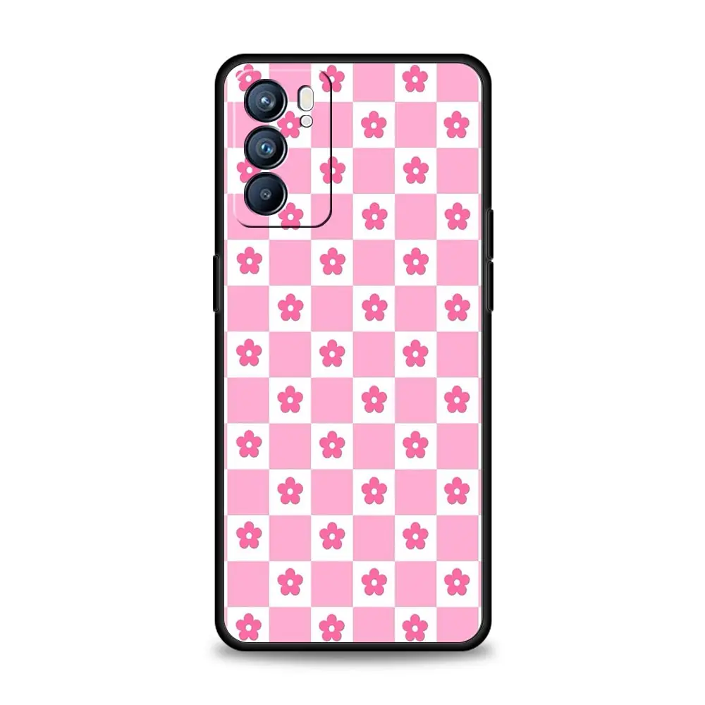 Funda de teléfono con rejilla rosa para Oppo Reno14 Reno13 Reno12 11 F 10 Find X5 X9 Pro A54 5G A53 A52 A9 A16 A74 A78 4G A79 A80 A98 - imagen 5