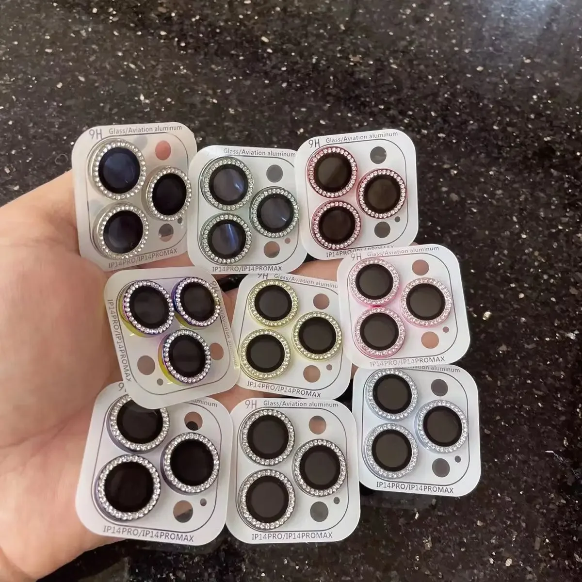 Protector de lente de diamante trasero para Iphone, película de cubierta de anillo de vidrio templado para cámara, Iphone 14, 15 Pro Max, 9D, 16, 12, 13 Pro Max, 2-3 piezas - imagen 2