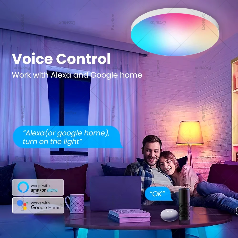 Luz de techo Tuya Zigbee RGBCW regulable WIFI lámpara de techo redonda LED inteligente Compatible con asistente de Google Alexa para decoración de habitación - imagen 2