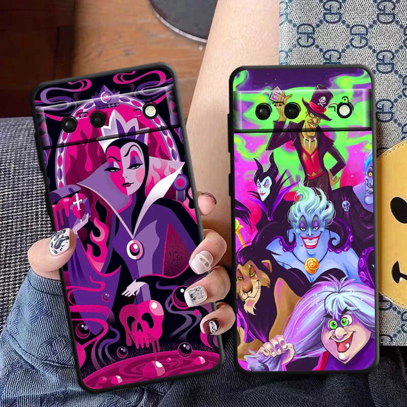 Disney Evil villanos Combo funda de teléfono para Google Pixel 8, 7 Pro, 6 Pro, 6A, 5A, 5, 4, 4A, XL, 5G, Fundas suaves negras - imagen 2