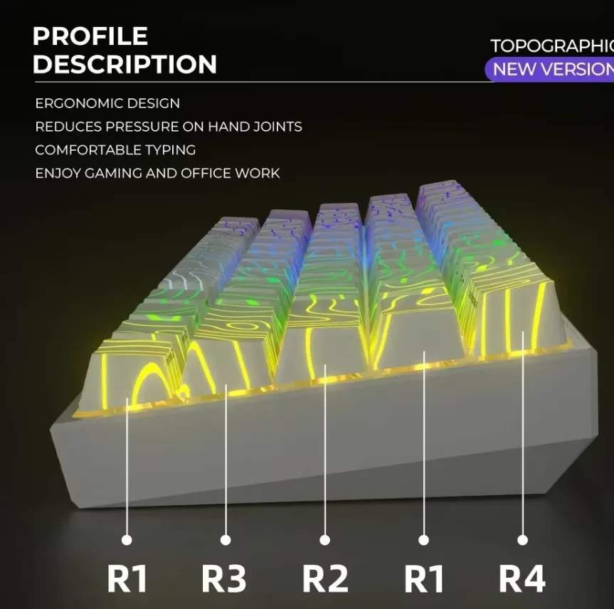 Teclas topográficas XVX, nueva versión, patrón brillante, perfil OEM, juego de teclas IMD-Tech, 61/118 teclas impresas lateralmente - imagen 5