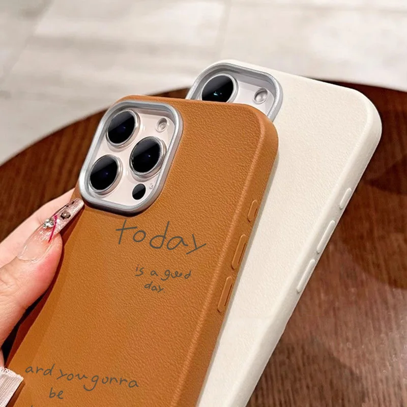 Funda de teléfono con patrón de lichi y cara sonriente feliz para iPhone 17 16 Pro Max 16E 15 14 13 12 11 XS X XR 7 8 Plus SE 2022 Funda de cuero - imagen 3