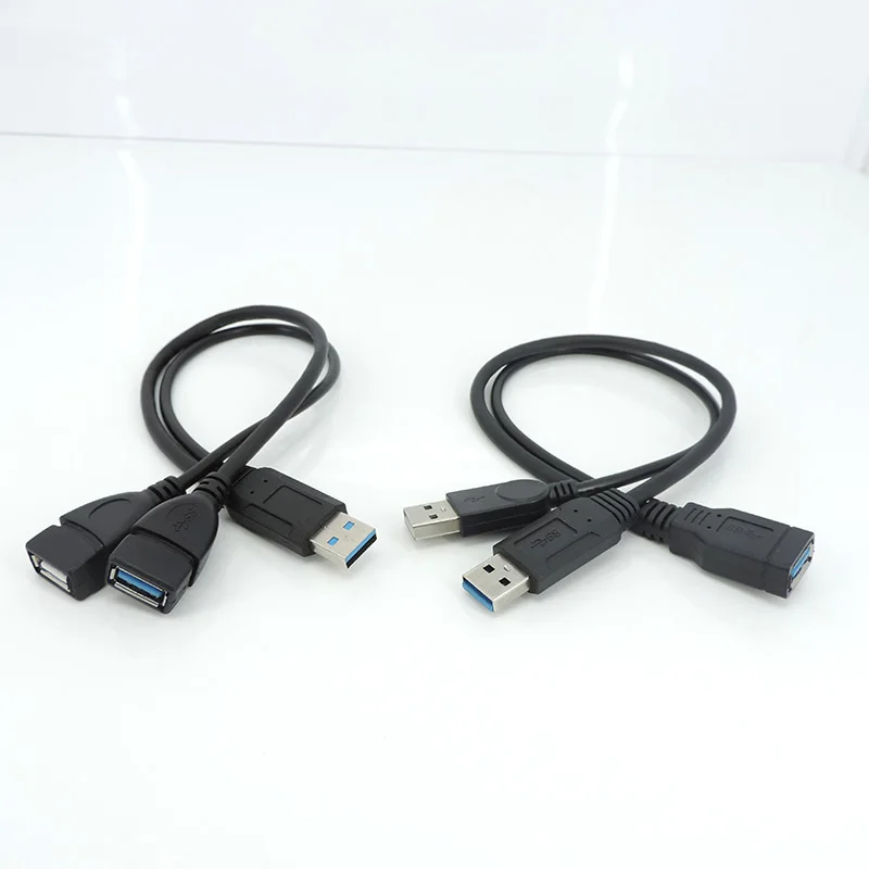 USB 3,0 2,0 macho hembra a doble USB 3,0 macho hembra Jack Splitter USB Hub Cable adaptador de Cable de datos