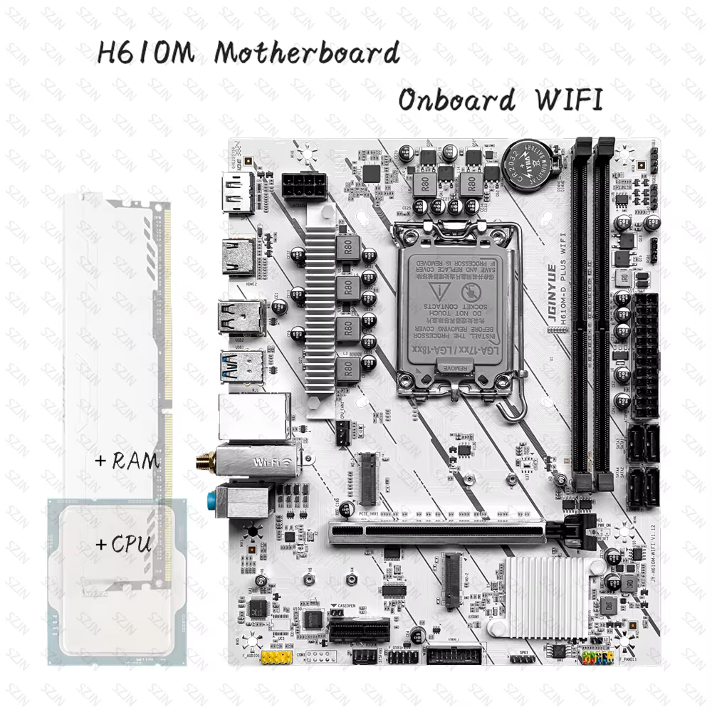 JGINYUE Placa base H610M Intel Core i5-12490F DDR4 32GB 3200MHz WIFI