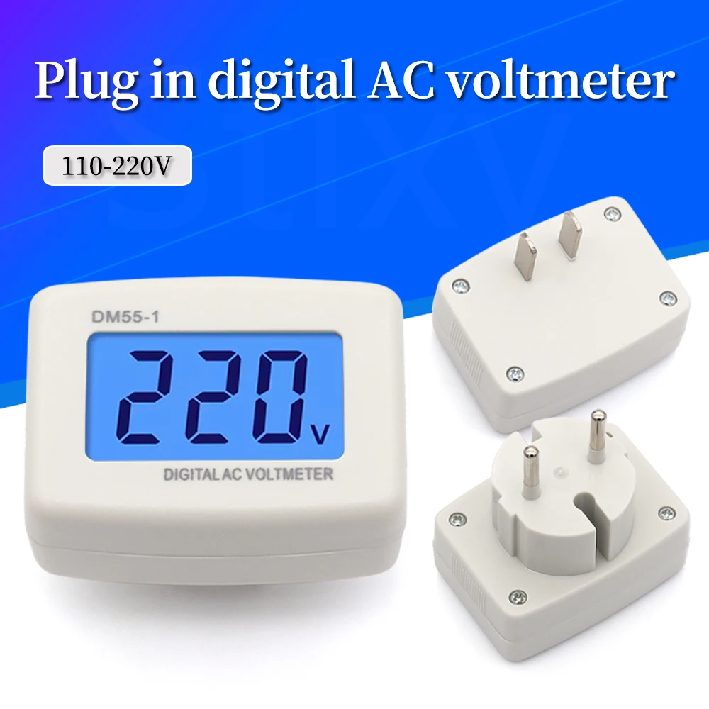 Europa y Estados Unidos tipo enchufe americano DM55-1 AC110V 220V/voltímetro de pantalla digital LCD de CA digital para el hogar