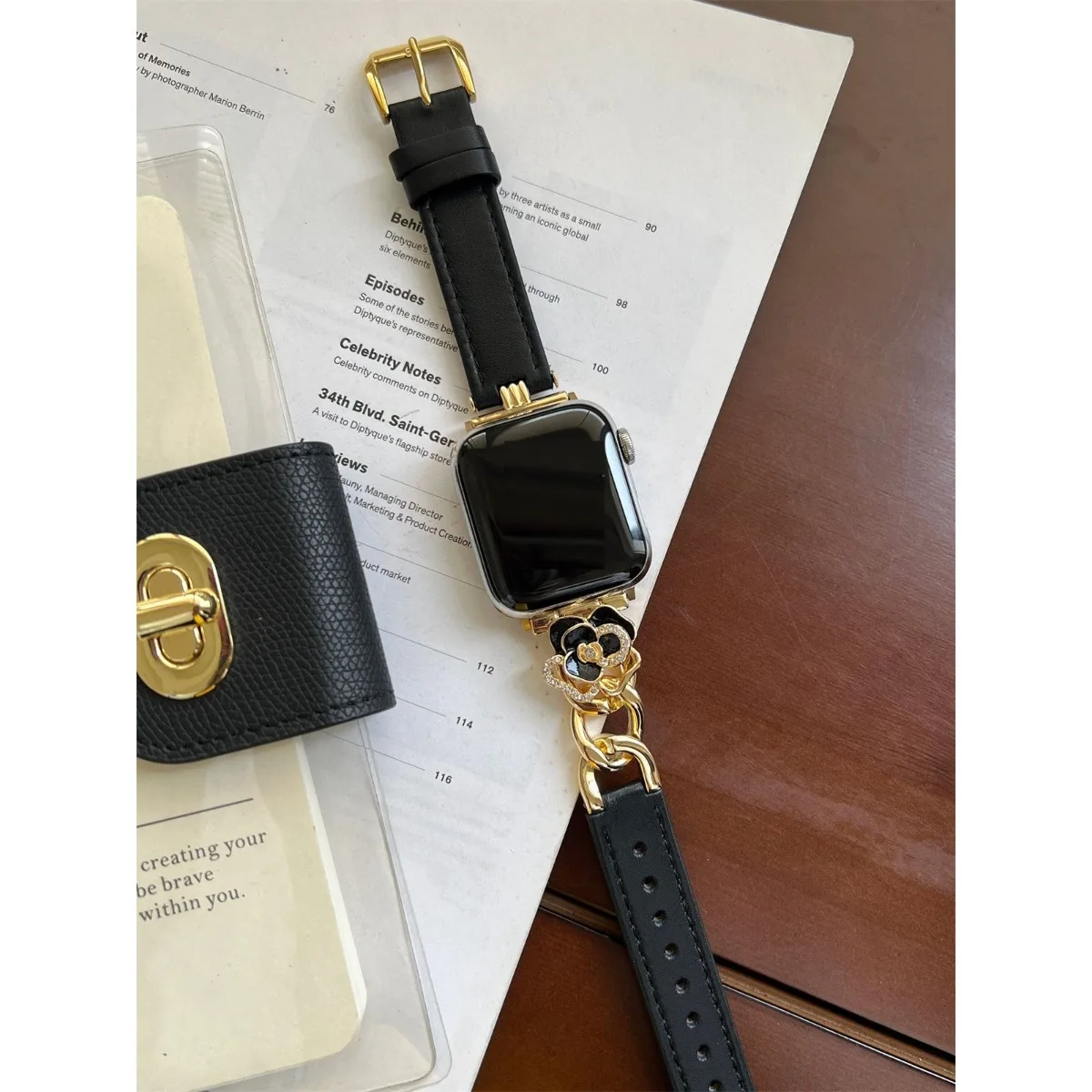 Correa de reloj para Apple Watch 42/44/45/46/49mm 40/41mm correa de reloj de moda de cuero PU para reloj serie Ultra2 11/10/9/8/7/6 - imagen 4