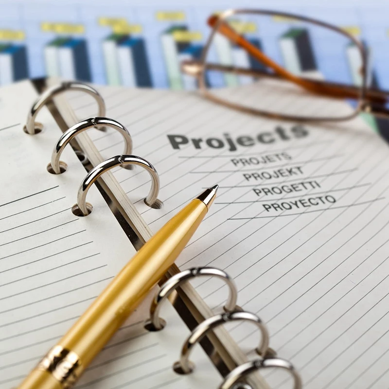 Top-B5 Mecanismos de carpeta de anillas de 9 orificios, 4 juegos de recambio de columna de carpeta para planificadores de carpetas, 2 cm, plateado - imagen 4