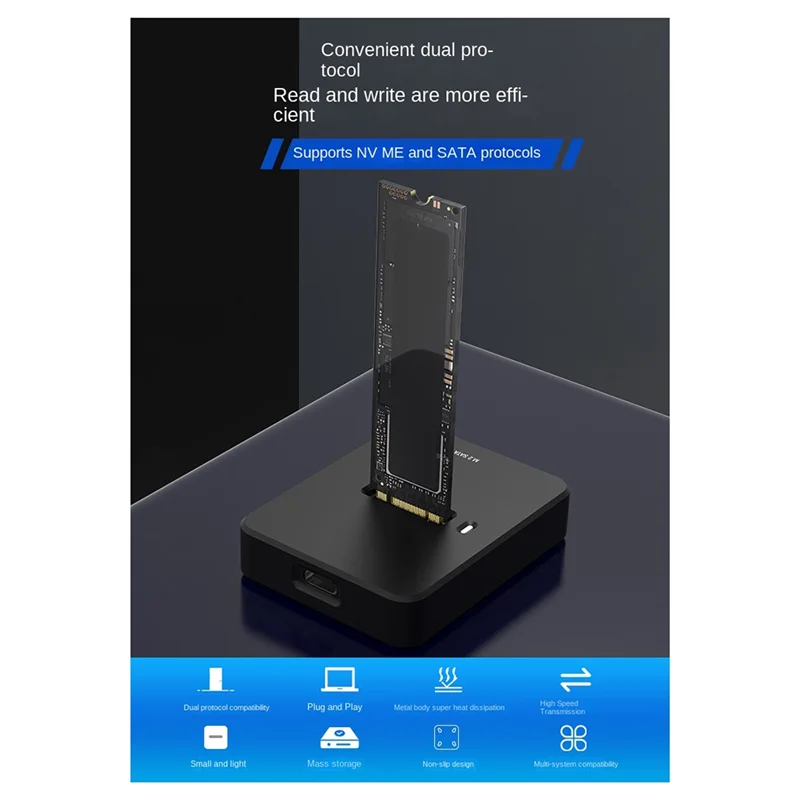 Base de disco duro NVME/SATA protocolo dual 10G lectura en línea velocidad de escritura SSD Base de disco duro portátil tipo C externa - imagen 2