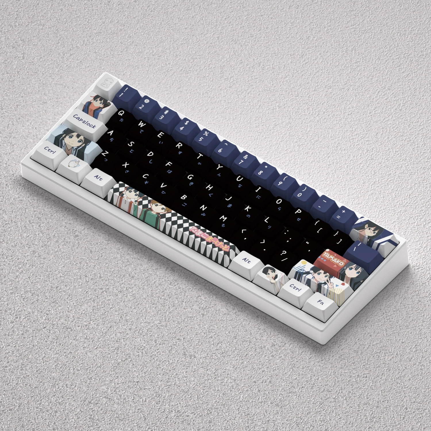 Teclas de Anime de 73/98 teclas Kitashirakawa Tamako PBT tinte sublimación cereza para teclado mecánico AULA F75 Mad 60he GK61 juego PC - imagen 3