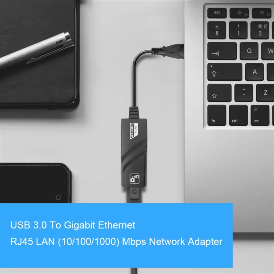 Tarjeta de red con cable USB 3,0 de 10/100/1000Mbps, convertidor adaptador USB a Rj45 Lan Ethernet Gigabit para PC, portátil, MacBook, Windows 10 - imagen 4