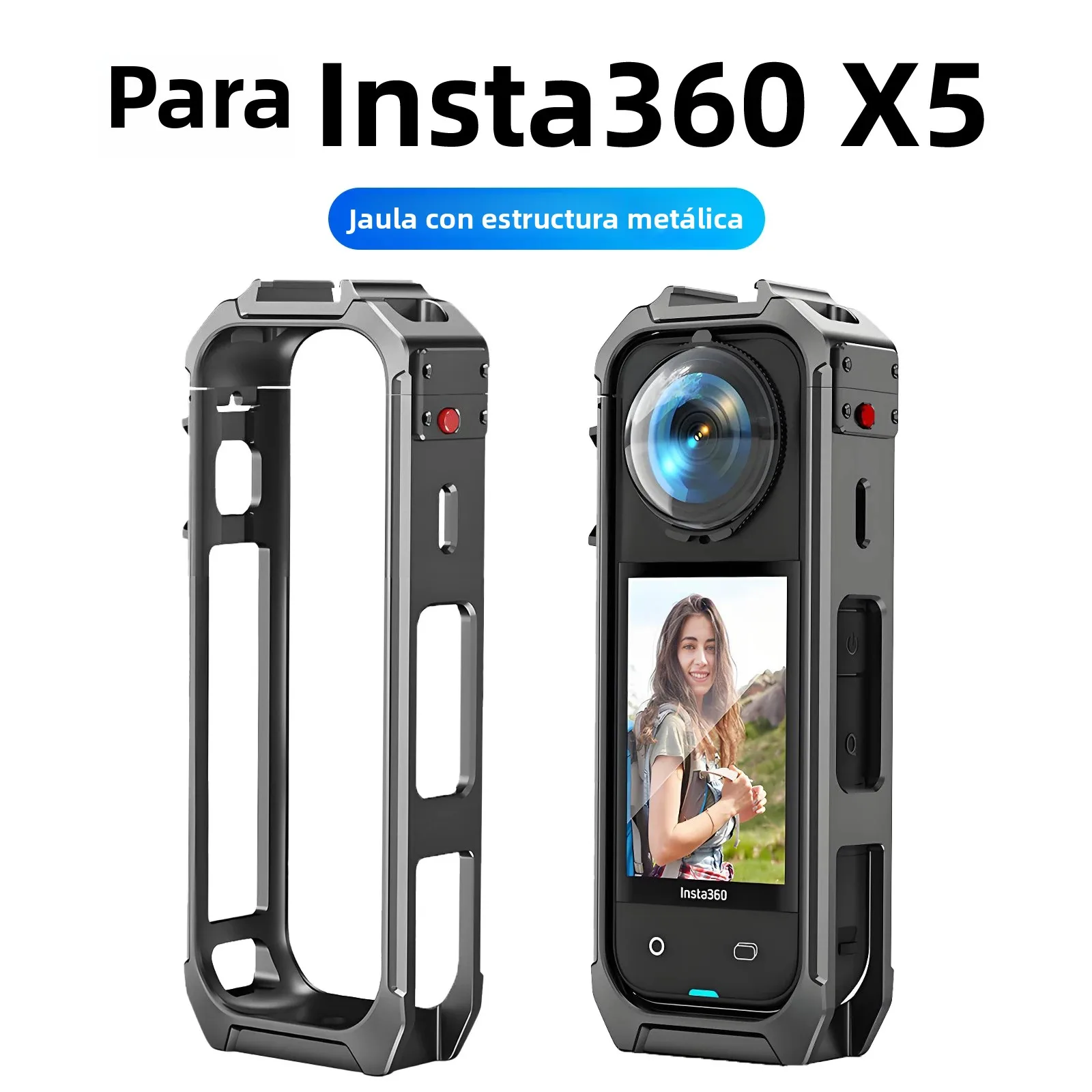 Jaula de marco de metal para Insta360 X5, carcasa protectora con soporte de zapata fría Compatible con accesorios Insta 360 X5