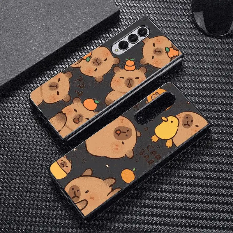 Fundas de capibara de dibujos animados para Samsung Galaxy Z Fold6 Z Fold3 ZFold4 Z Fold5 5G Z Fold4 5G Coque parachoques cubierta a prueba de golpes
