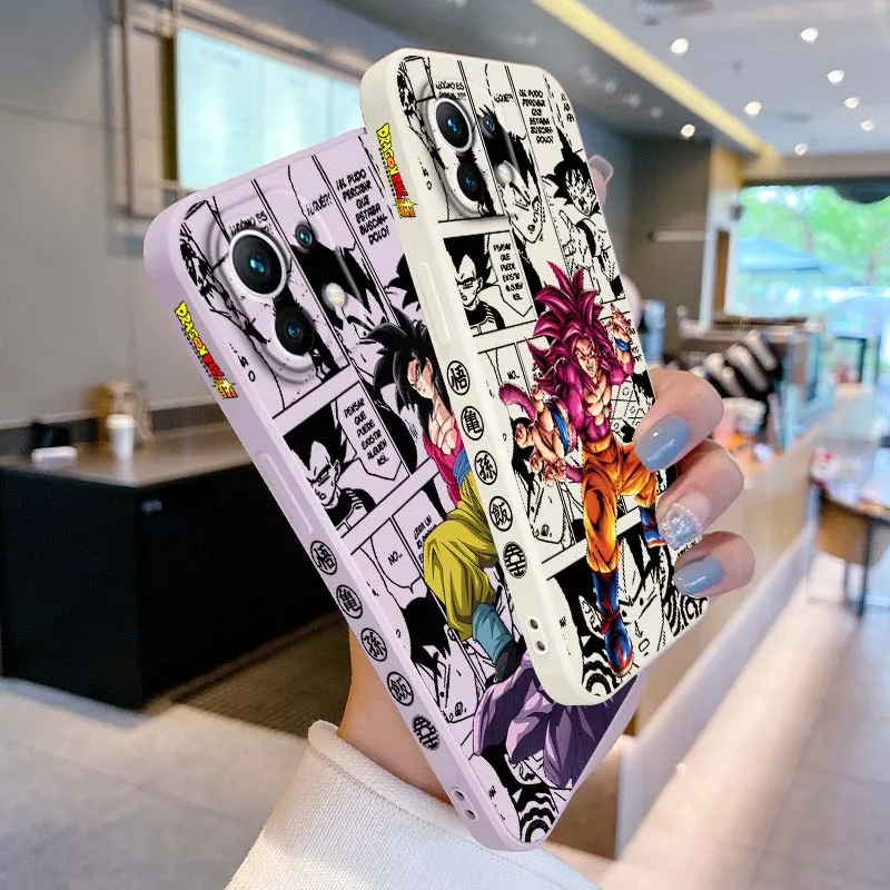 D-Dragon Ball Saiyan Goku Anime para Xiaomi Mi 17 15 14 13 12 11 9 13T 12T Lite Pro Max 5G cubierta de la caja del teléfono de cuerda izquierda líquida - imagen 2