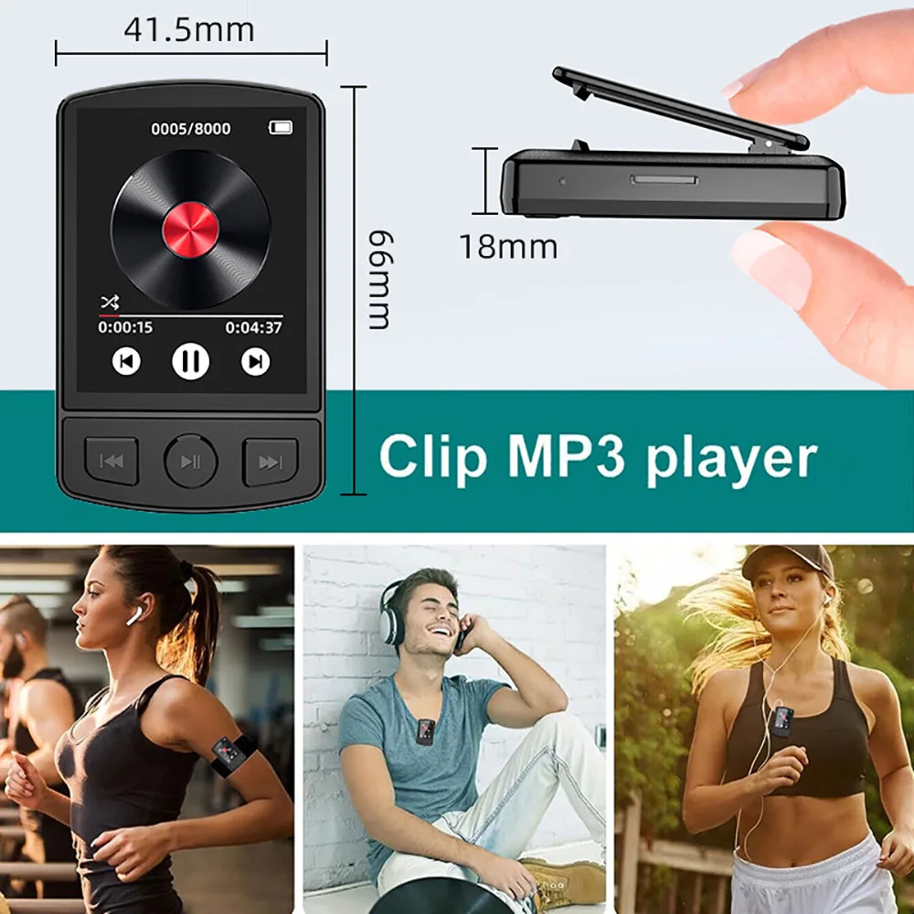 Reproductor de MP3, Walkman deportivo portátil con Clip, sonido HiFi, Compatible con Bluetooth 5,0, Walkman para estudiantes, pantalla de 1,8 pulgadas con Radio FM, libro electrónico - imagen 3