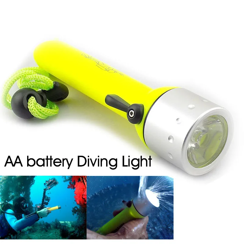 Linterna LED de buceo subacuática profesional, luces de Flash impermeables de 1000ml, equipo de lámpara AA, Linterna de Buceo