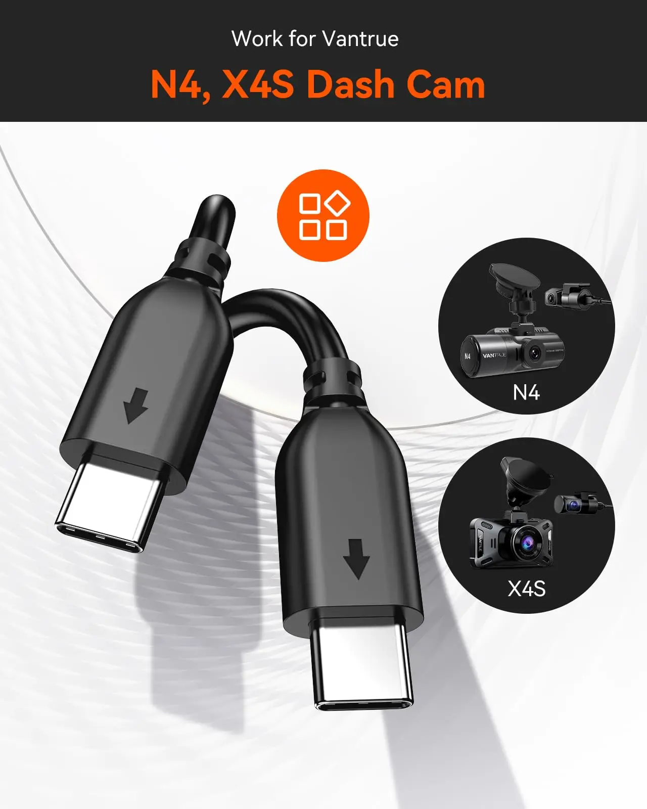 Cable de cámara trasera Vantrue para cámara de salpicadero N4, X4S, compatible con SUV/capotilla/camiones/Minivan/Sedans/remolques - imagen 4