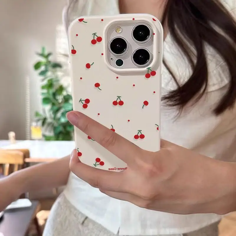 Funda de teléfono de silicona con diseño de cereza de dibujos animados para Xiaomi Poco F7 X7 X6 X5 F5 M6 Pro F6, funda de parachoques de TPU suave a prueba de golpes
