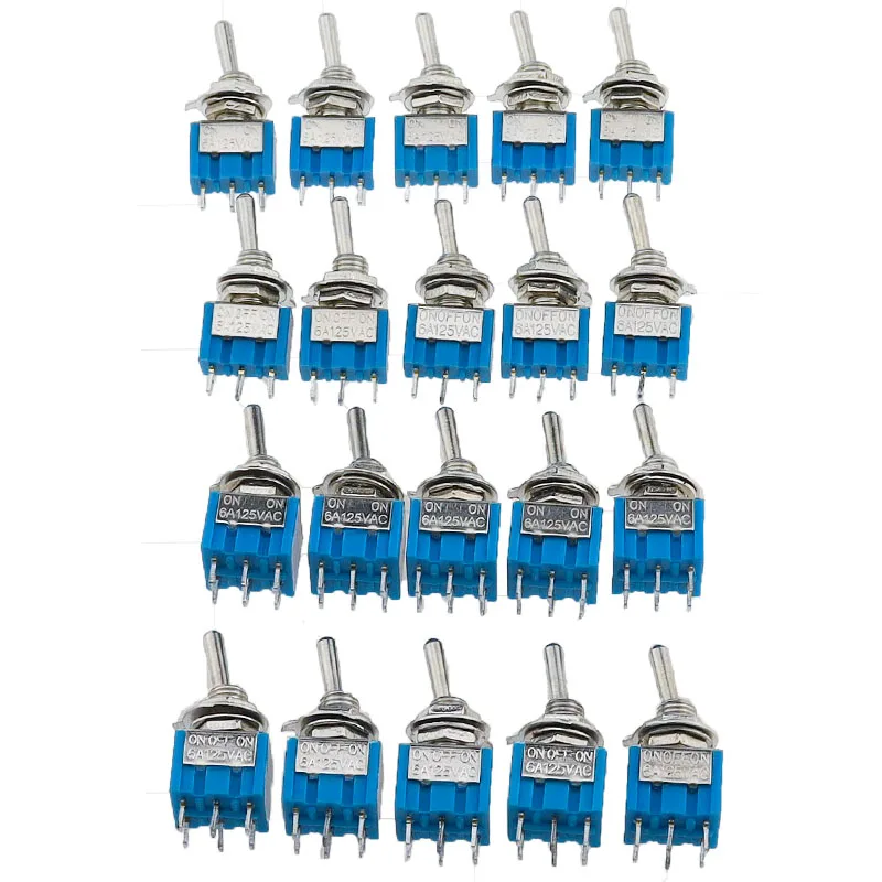 5 uds interruptor de palanca de palanca en miniatura unipolar doble tiro ON-OFF-ON /ON-ON 120VAC 6A 1/4 pulgadas montaje MTS-102 103 202 203 - imagen 4