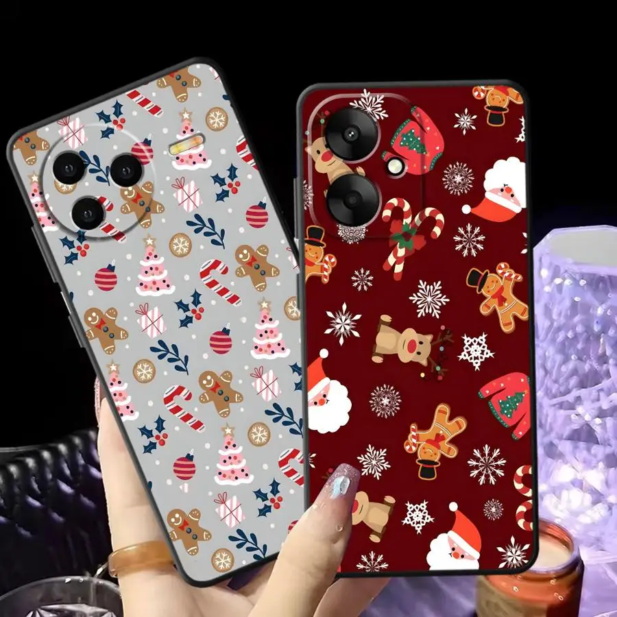 Funda para Xiaomi Redmi A1 A2 Plus 9 A3 13C 12C K40 K80 Pro 10 A5 A4 14C funda negra suave para teléfono arte navideño