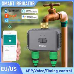 Irrigador inteligente Tuya Blutooth, sistema de riego por goteo de 2 vías con temporizador, riego automático de jardín doméstico con Control por aplicación