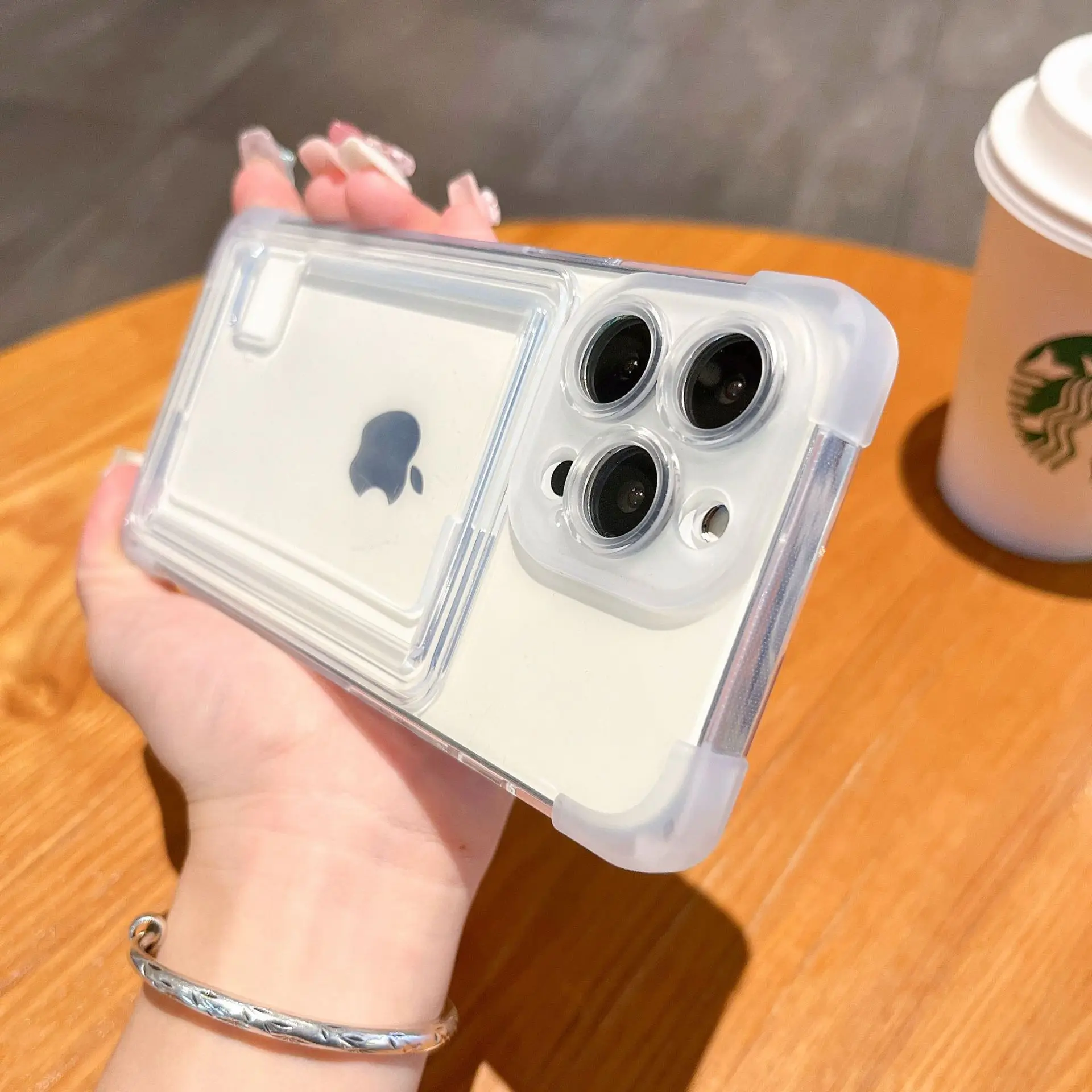 Funda de teléfono con tarjetero para iPhone 16 Pro Max 11 15 14 13 12 13pro 15pro 14 promax, Fundas de silicona con ranura para tarjetas a prueba de golpes - imagen 3