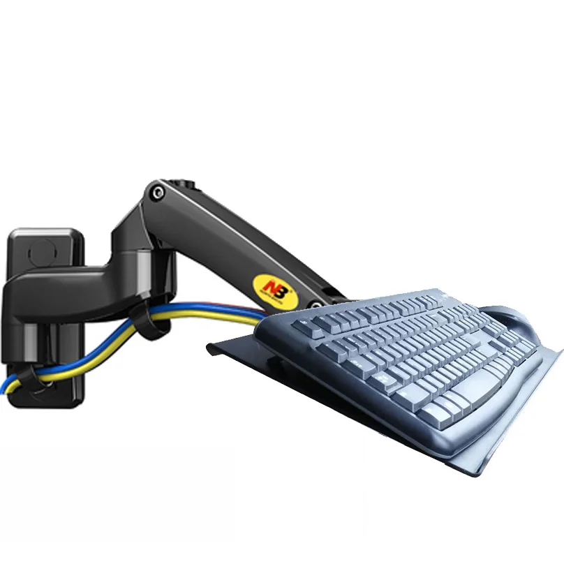 F150-KYM Soporte Pared Monitor Pantalla Aluminio Resorte Teclado Prensa Aire Placa Montaje Pared 3-12kg 100x100 - Vista principal del producto