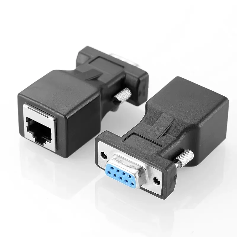 Adaptador DB9 a RJ45 macho a hembra, cabezal Ethernet a puerto Ethernet RS232 RJ45 a 9 pines a puerto serie DB9 a puerto Ethernet - imagen 2
