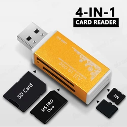 Lector de tarjetas con 4 puertos USB 2,0, adaptador de memoria SD, tarjeta TF SDHC MMC/RS MMC TF MS/MS PRO/MS DUO M2 para ordenador portátil y de escritorio, accesorios para PC