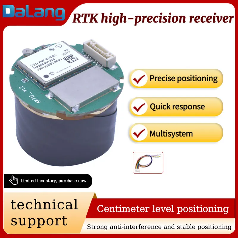 F9P con brújula IST8310 Receptor de alta precisión de nivel centimétrico Posicionamiento RTK Adecuado para drones de rendimiento ligero