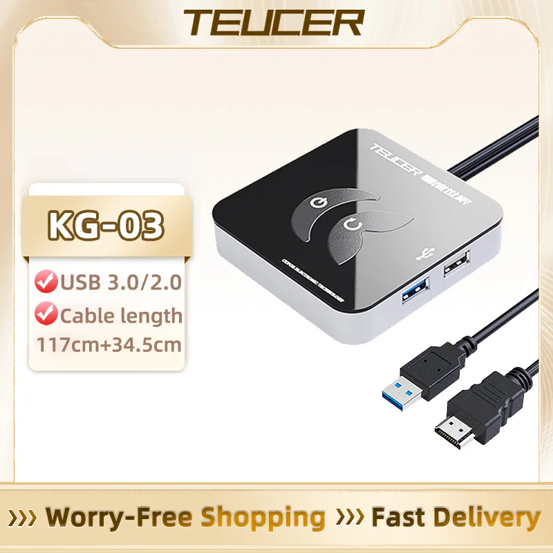 TEUCER-Interruptor de escritorio para ordenador, placa base con USB 3,0, botón de encendido y apagado externo, Cable de extensión para casa y oficina, KG-03