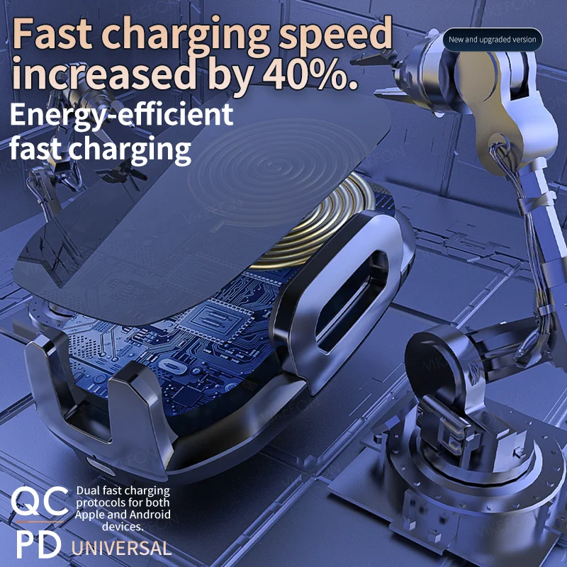 Cargador Inalámbrico Coche 15W 360 ° Soporte de teléfono con ventilación de aire de rotación para iPhone 17 ~ 12 Pro Max Samsung Xiaomi Estación de carga rápida - imagen 5