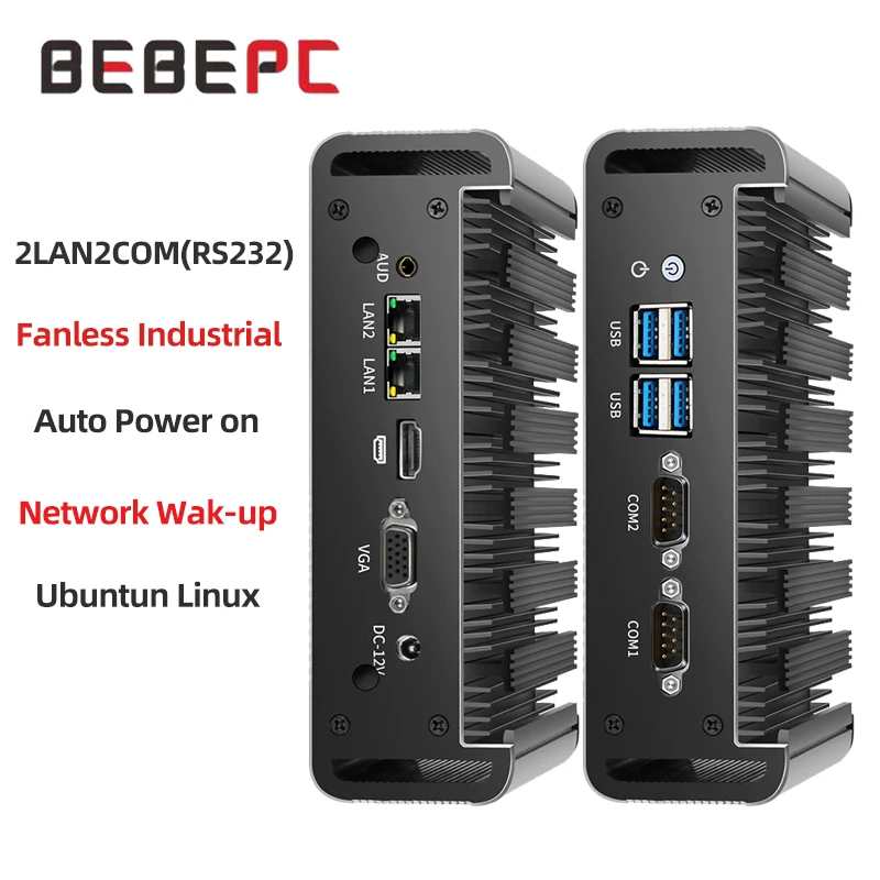 BEBEPC Mini PC industrial con Inter Core i3-5005U compatible con computadora compacta WiFi con 2xLAN 2xRS232 4xUSB 1xHDMI Win10Pro Ready