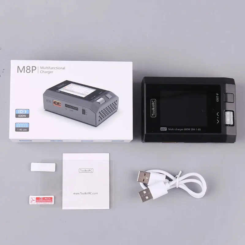ToolkitRC Cargador M8P con un aumento de precisión Potencia de 600W 20A 5V 1-8S Prueba de señal multifuncional M8S actualizado