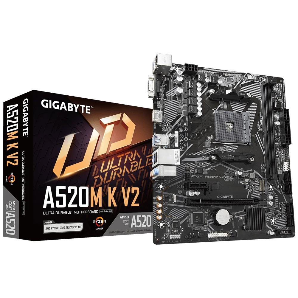 Placa base GIGABYTE A520M A520M K V2 placa base AM4 DDR4 Micro-ATX M.2 NVMe compatible con Ryzen 5 5600G Ryzen 5 5700G 3800 cpu nuevo - imagen 3