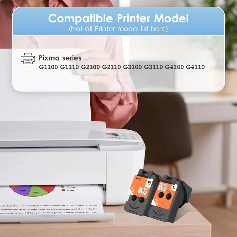 Cartucho Compatible para impresora Canon QY6 8001 QY6 8017 BH-1, Compatible con Canon G1100 G2100 G2110 G2111 G3100 G3110 G4100 G4110, CH-1 - imagen 2