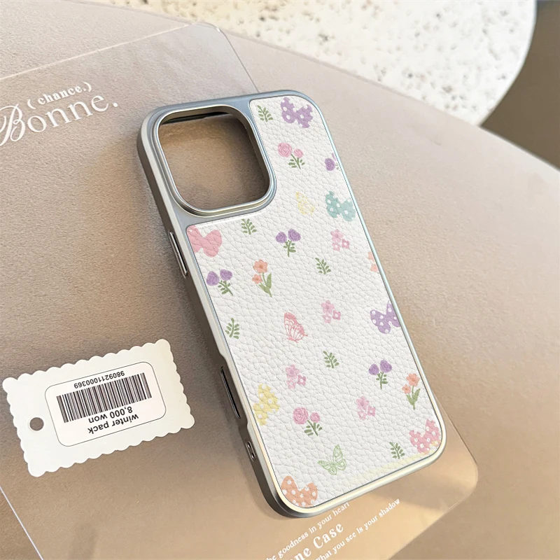 La pantalla está llena de flores y plantas funda de teléfono para iPhone11/12/13/14/15/16/17 Pro Max AIR PLUS funda de teléfono epoxi de cuero TPU