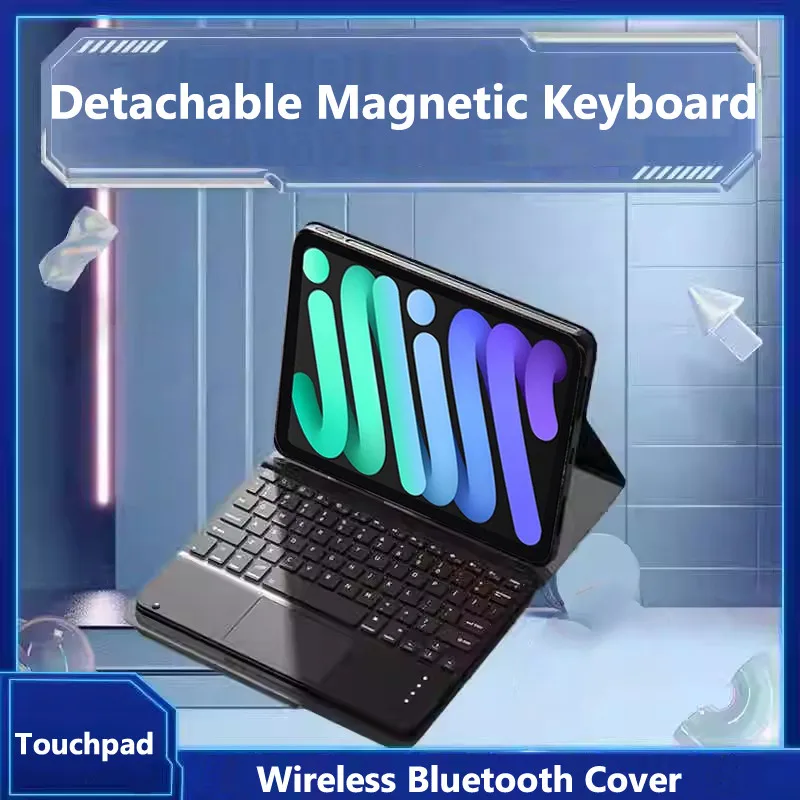 Funda con teclado táctil para Xiaomi Redmi Pad SE, 8,7 pulgadas, 4G, 2024, Trackpad, teclado magnético, funda inteligente con ranura para lápiz integrada