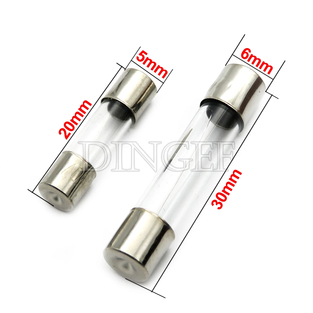 Fusibles de tubo de vidrio de soplado rápido, 5x20mm, 6x30mm, 5x20mm, 6x30mm, 250V, 0.5A, 1A, 2A, 3A, 4A, 5A, 6A, 8A, 10A, 15A, 20A, 25A, 30A, 0.75A, 10 unidades fusible - imagen 2