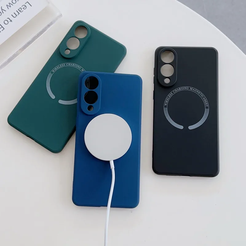 Funda de teléfono magnética para Samsung Galaxy S25 Edge, funda de silicona Magsafe con carga inalámbrica magnética