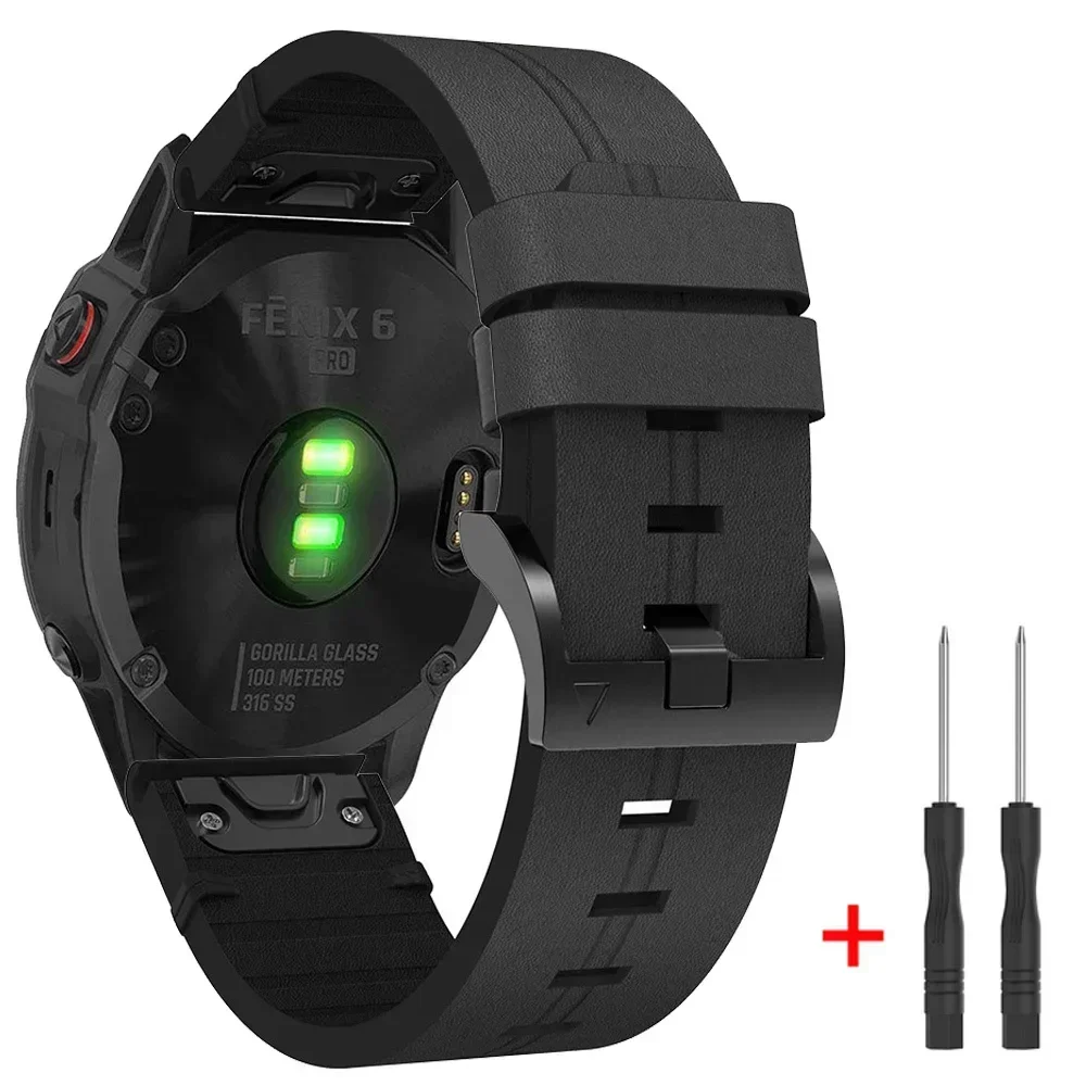 Correa de cuero de 22mm y 26mm para Garmin Fenix E 8 47mm 51mm/7 7X 6X 6 Pro 5X Plus 3HR/Forerunner 965 955/Enduro 2 3/Instinct 2X Band - imagen 5