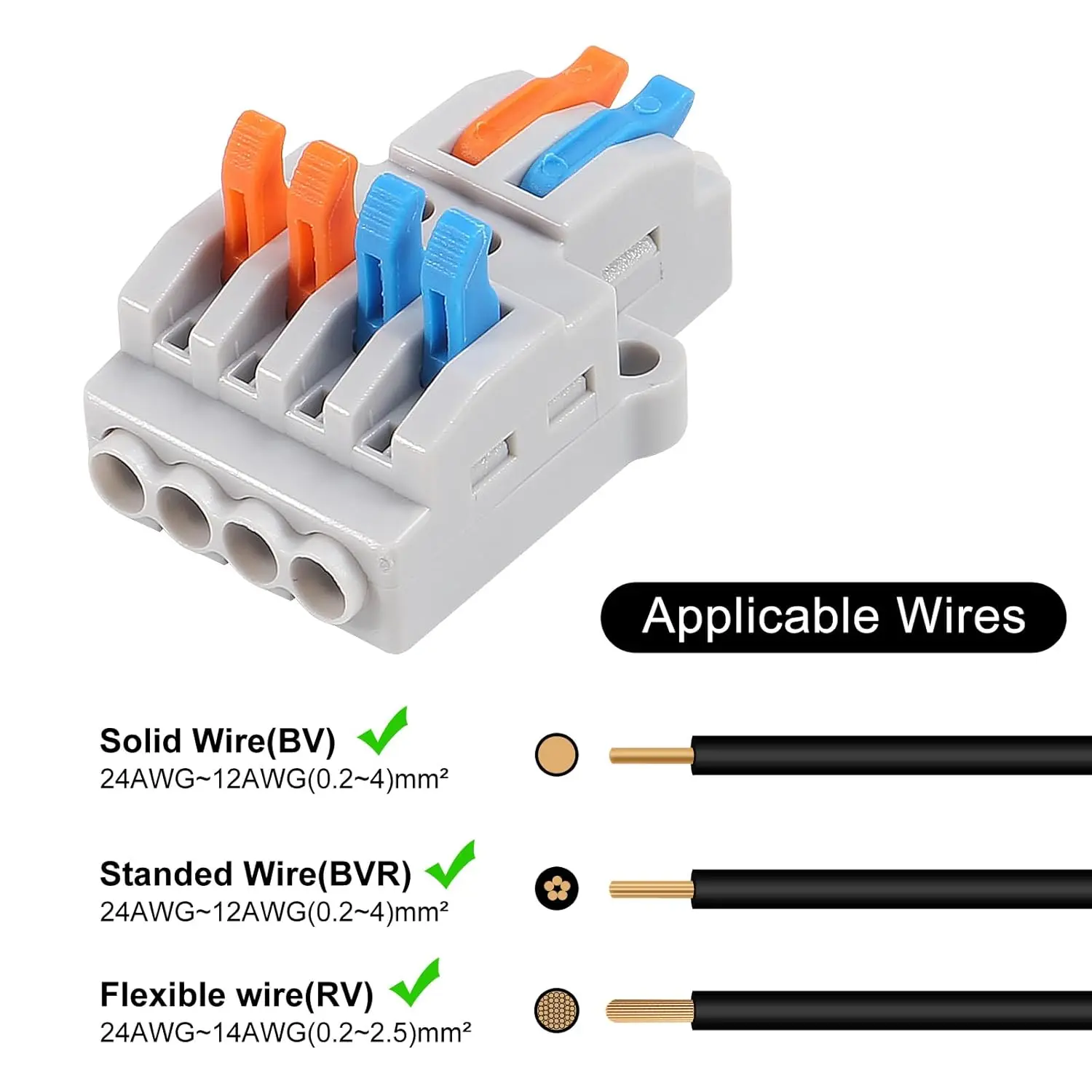 10 Uds. Conectores de Cable de tuercas de palanca 2 en 4 salidas, conector de Cable de cableado rápido bloque de terminales de Conductor de empuje bloques de terminales rápidos - imagen 5