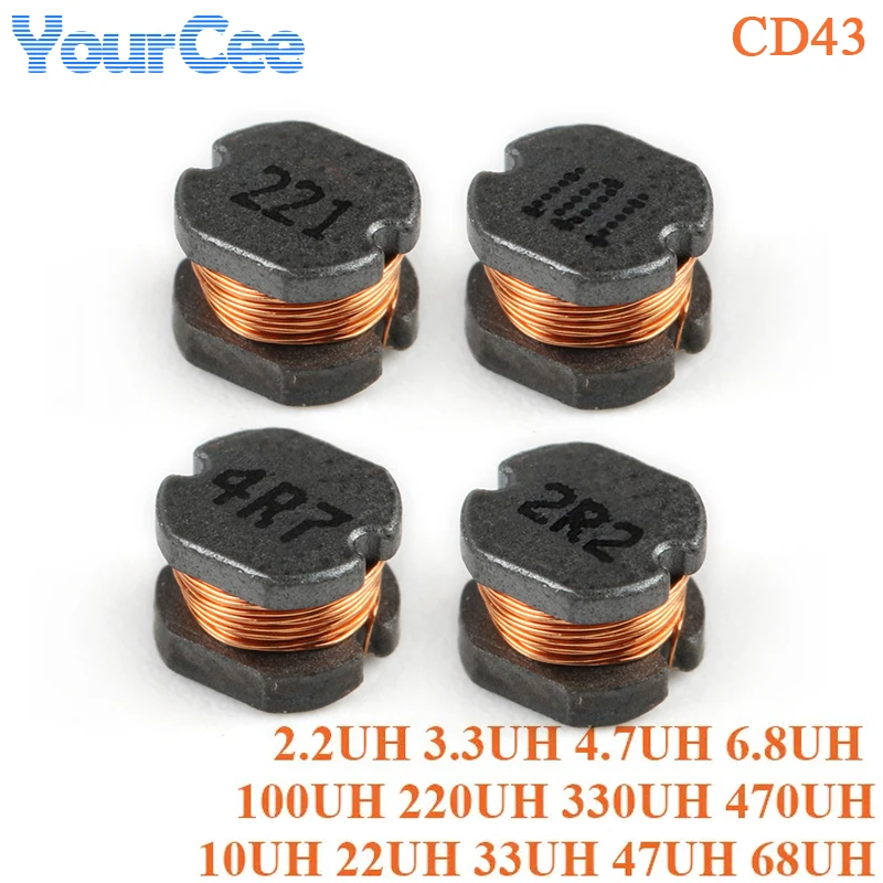 50 Uds CD43 CD32 CD54 SMD Cable bobinado Inductor de potencia Chip 2.2UH(2R2) 3.3UH(3R3) 4.7UH(4R7) 6.8UH(6R8) 10UH(100) Inductancia - imagen 2