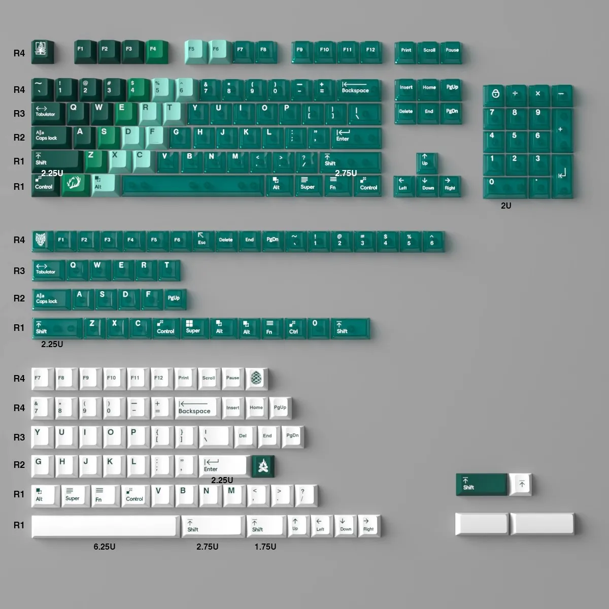 GMK Snowy Mountain Green Forest Keycaps PBT Dye Subbed Key Caps Cherry Profile Keycap With 2.25U 2.75U 3U 7U Spacebar ISO Enter - imagen 2